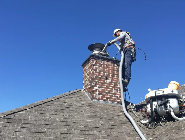 Dedicated Palm Harbor Chimney Sweep team member cleaning a chimney in Palm Harbor, FL
