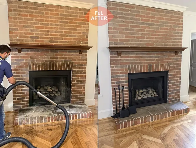 Palm Harbor Chimney Sweep carefully sanitizing a fireplace in Palm Harbor, FL