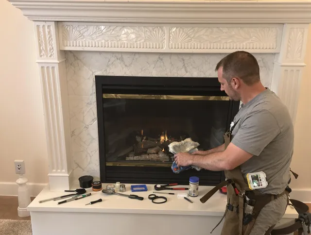 Palm Harbor Chimney Sweep performing fireplace maintenance in Palm Harbor, FL